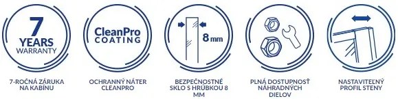 Cersanit Mille, sprchová zástena typu Walk-In 30x200 cm, 8mm číre sklo, čierny profil, S161-015