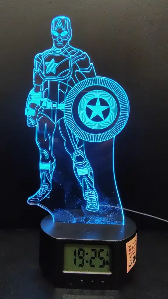 3Dmix 3DL-DRGB034 – 3D LED nočná lampa - Kapitán Amerika (Captain America) (Dual RGB)