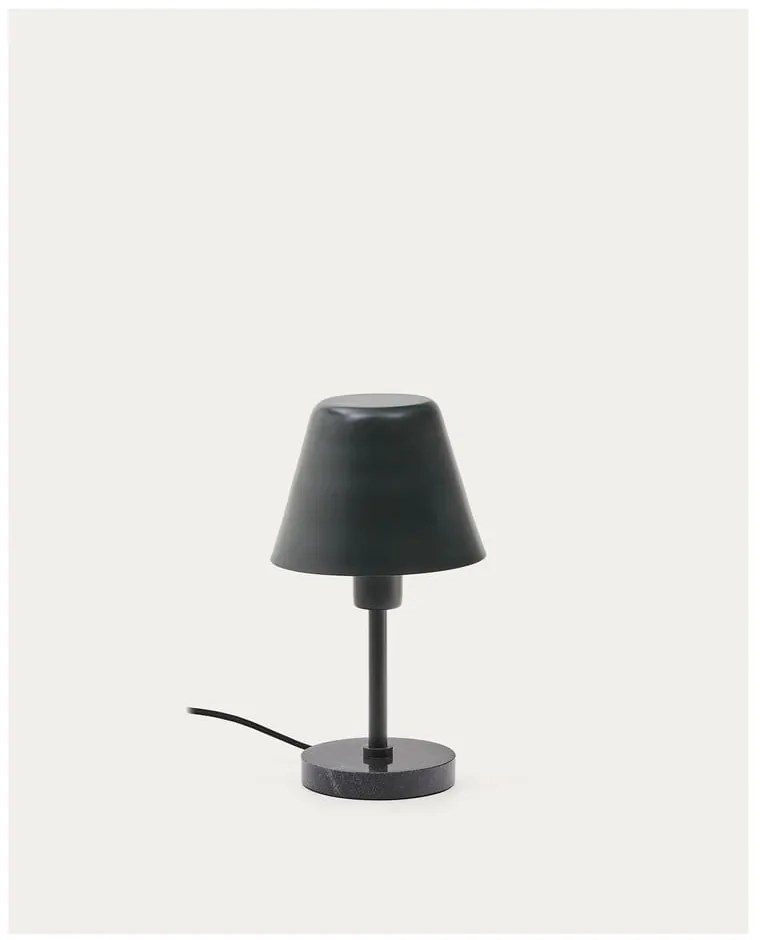 Tmavozelená/čierna mramorová stolová lampa s kovovým tienidlom (výška 32 cm) Calina – Kave Home