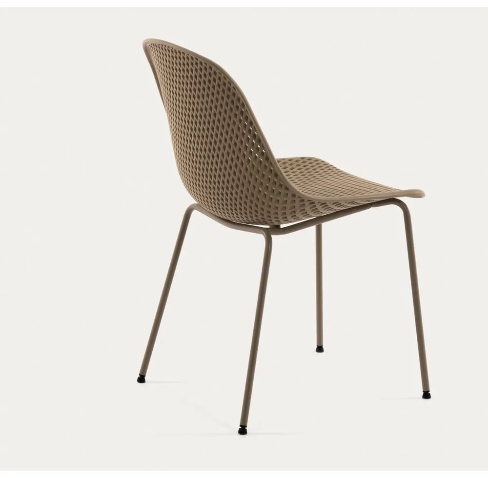 Svetlohnedá kovová záhradná stolička Quinby – Kave Home