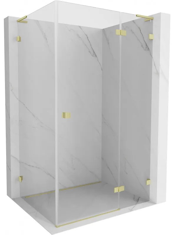 Mexen Lunar, L pravý výklopný sprchový kút 95 x 80 cm, 8mm číre sklo, zlatý kartáčovaný - 834L-095-080-55-00-P