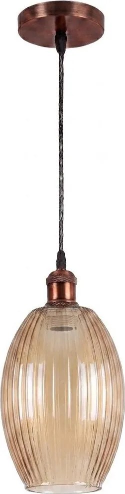 Brilagi-LED Luster na lanku R GLASS 1xE27/60W/230V pr. 17 cm medená/dymovo-béžová