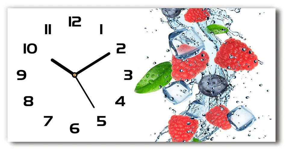 Vodorovné Sklenené hodiny na stenu Lesné ovocie s ľadom pl_zsp_60x30_f_66266127