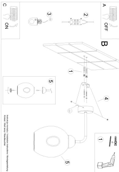 Sollux SL.1143 - Nástenná lampa FILLAN 1xE27/60W/230V čierna