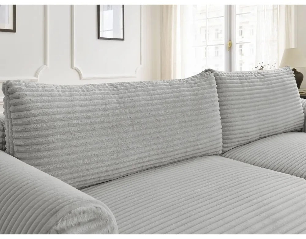 Svetlosivá menčestrová rozkladacia rohová pohovka (pravý roh) Lucien – Bobochic Paris