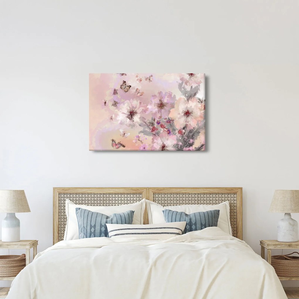 Obraz - Umelecká koláž s motýľmi (90x60 cm)