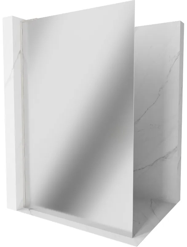 Mexen Kioto L, sprchová zástena Walk-In 90 x 200 cm, 8mm sklo vzor zrkadlo, brúsená oceľ profil, 800-090-103-97-50