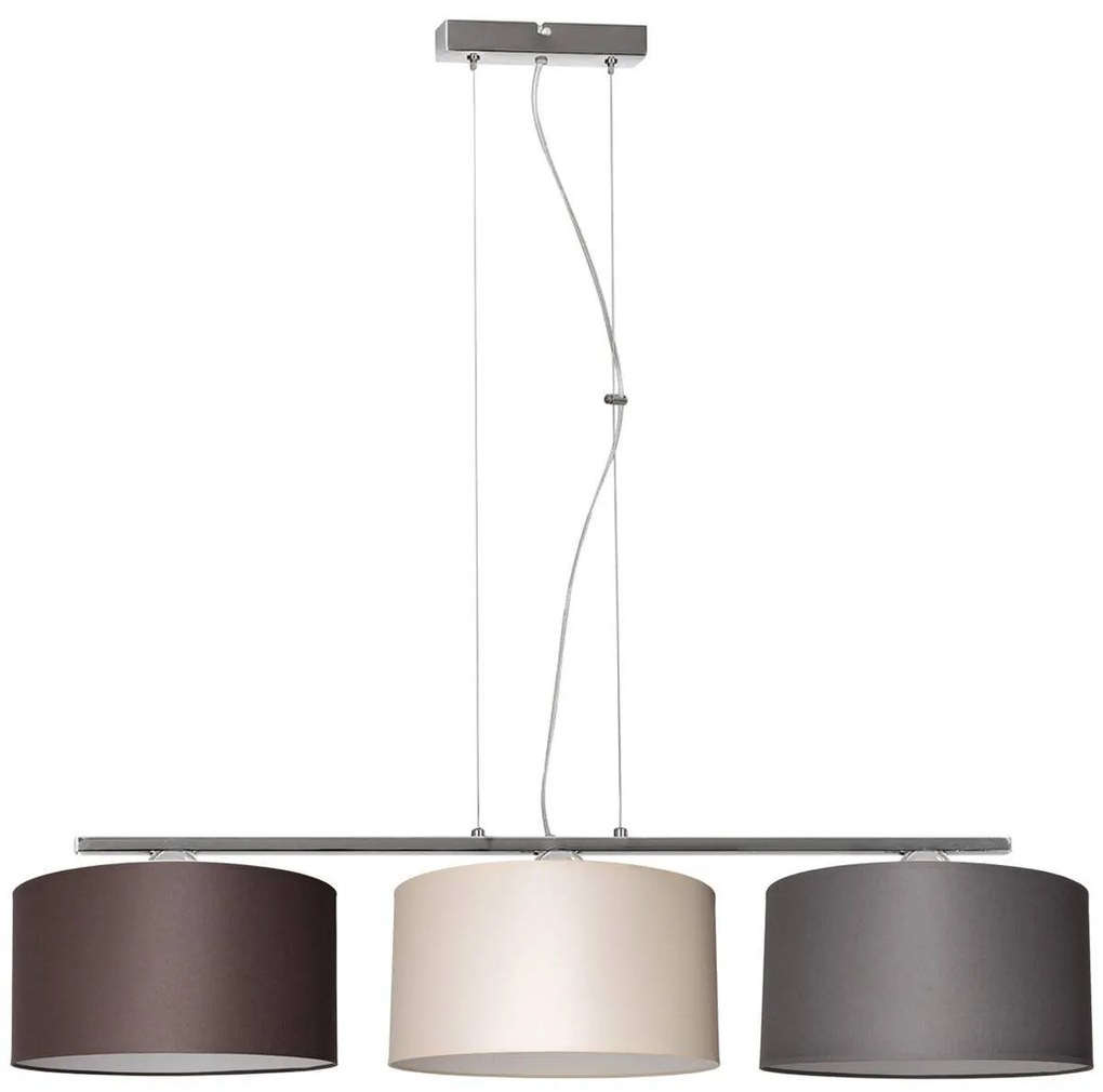 Závesné svietidlo Indigo, 3x textilné tienidlo (mix 6 farieb), ch