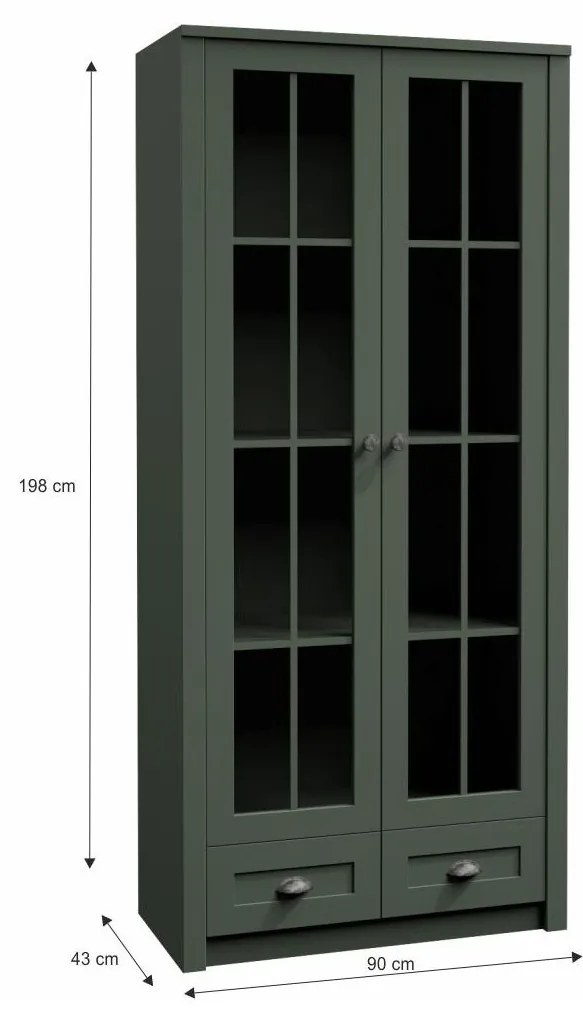 Tempo Kondela Vitrína, zelená, PROVANCE W2S