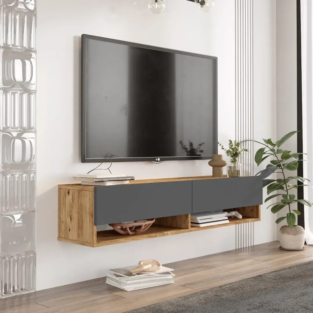 Závesný televízny stolík Houseland Felicia borovica Atlantic/antracitovo sivý