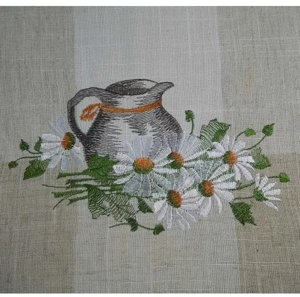 Ľanový obrus Džbán s kvetmi 40x140 cm