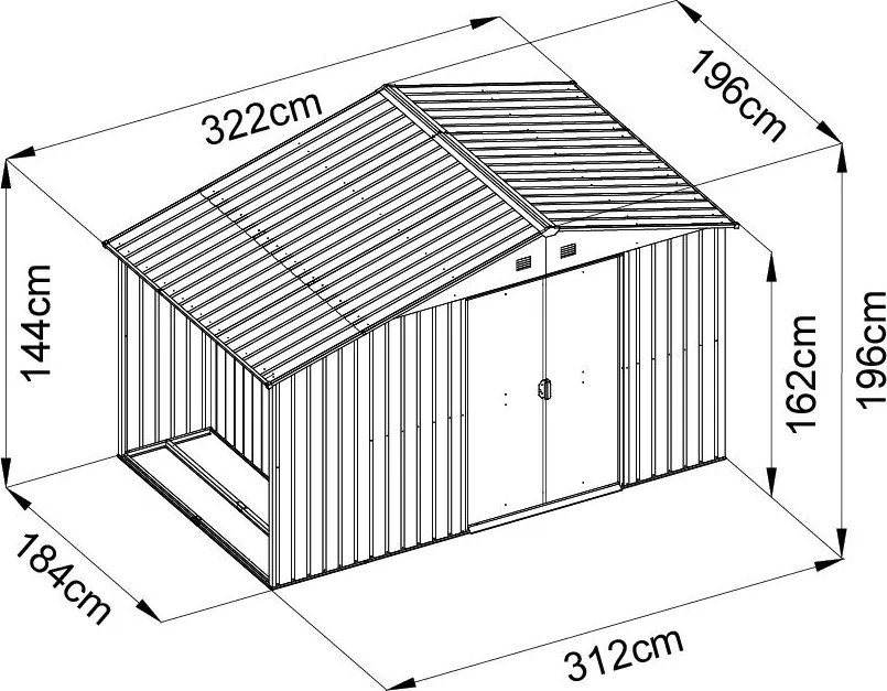 Záhradný domček na náradie s drevníkom Avenberg 3,22 x 1.96 m ANTRACIT SD-X68EWS