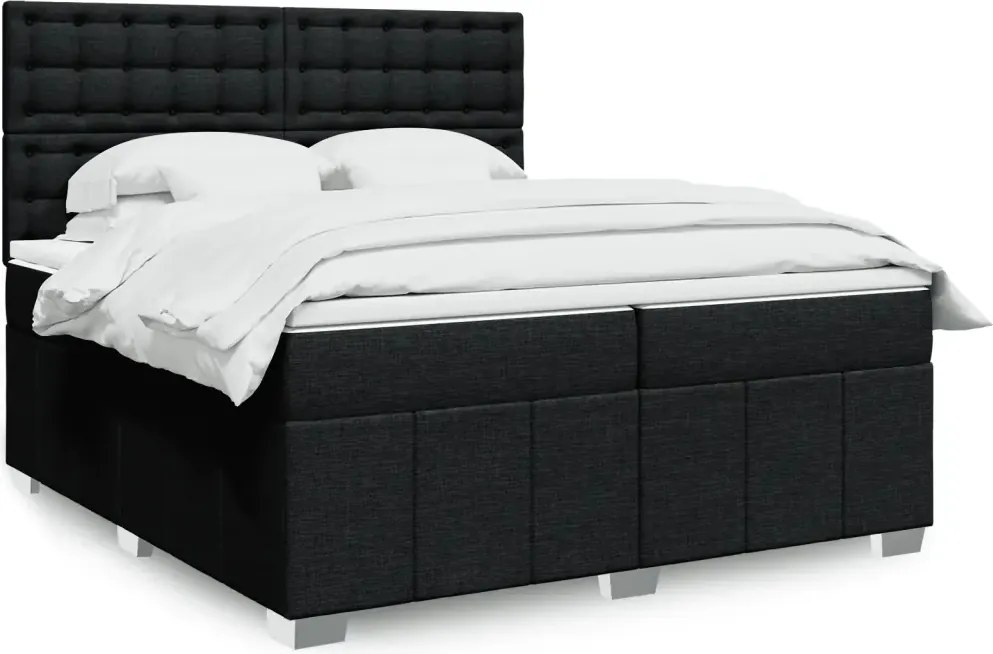 vidaXL Boxspring posteľ s matracom čierna 200x200 cm látka