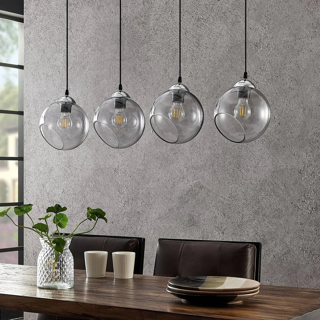 Lindby Odila závesná lampa, 4 sklenené gule dymová