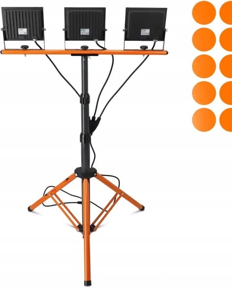 LED reflektor so stojanom 3xLED/50W/230V 4500K IP65 čierna/oranžová