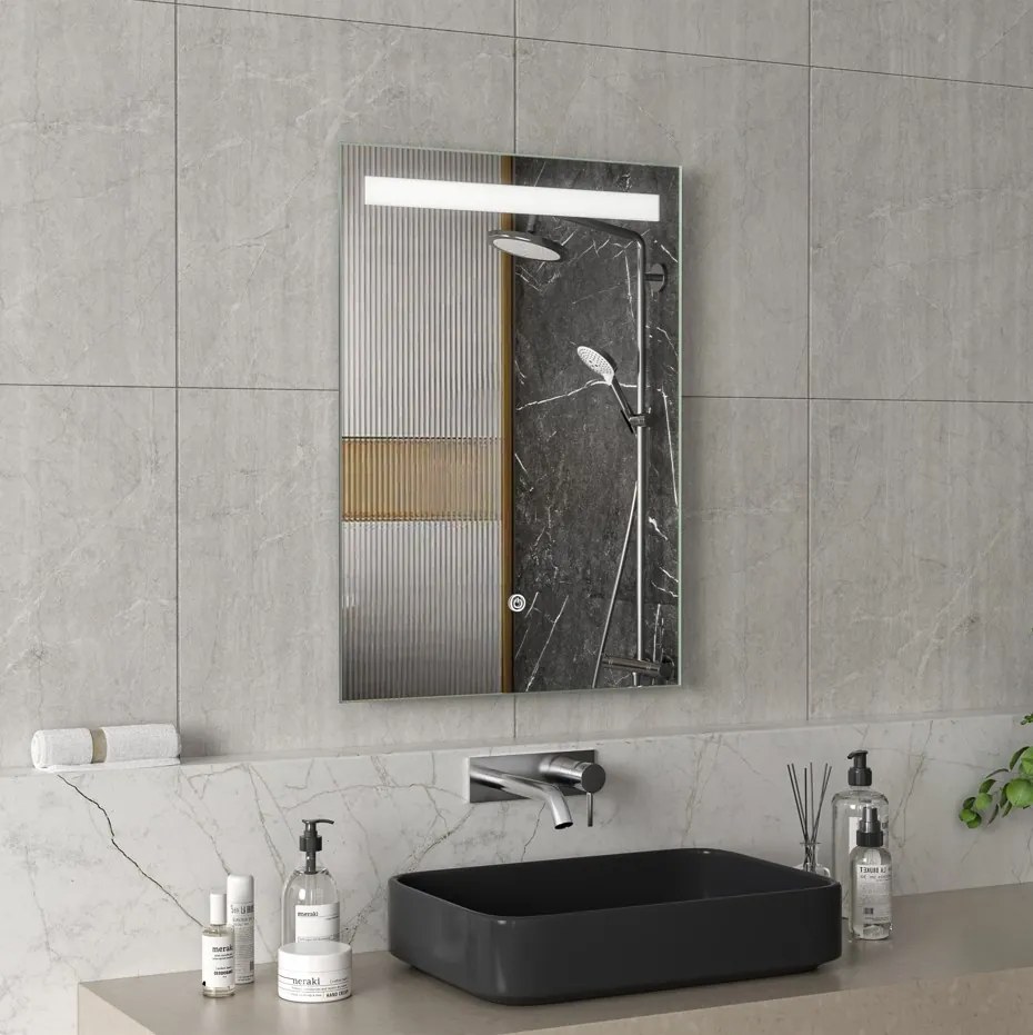 Erga Scarlet, obdĺžnikové LED zrkadlo 50x70cm, 345 lm, 3 farby svetla, predné osvetlenie, ERG-V01-128-5070-00