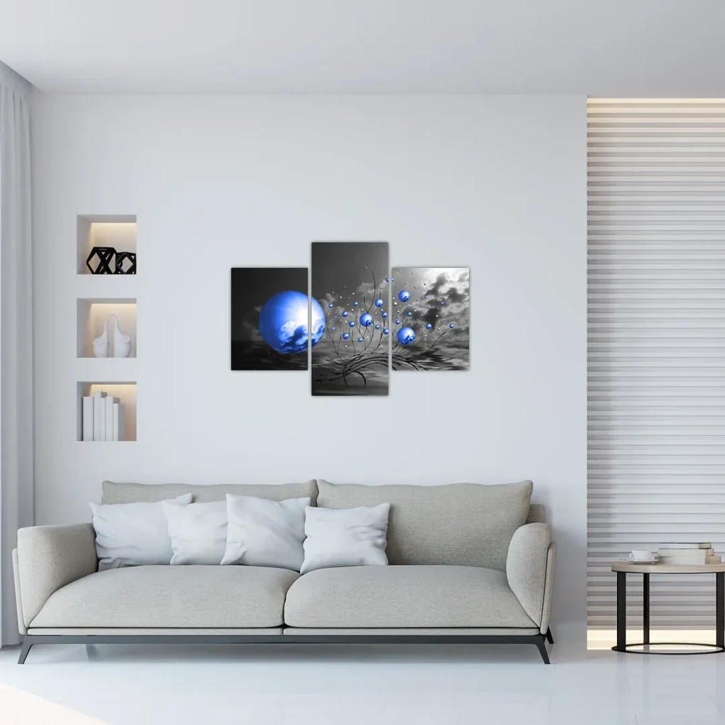 Obraz tmavo modrých gulí (90x60 cm)