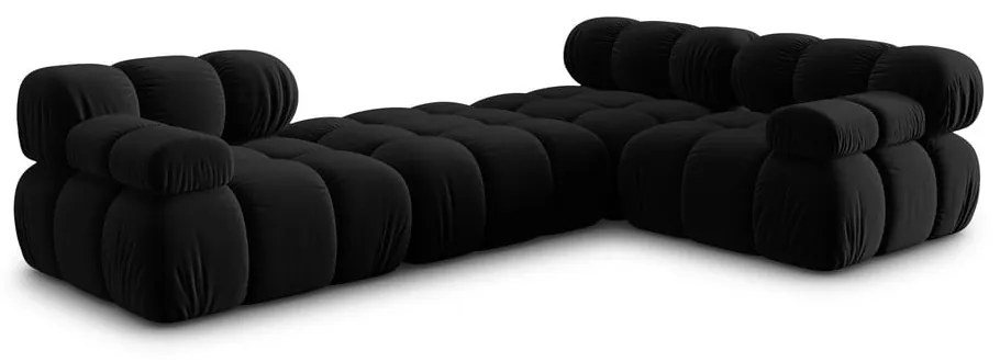 Čierna zamatová rohová pohovka Bellis – Micadoni Home