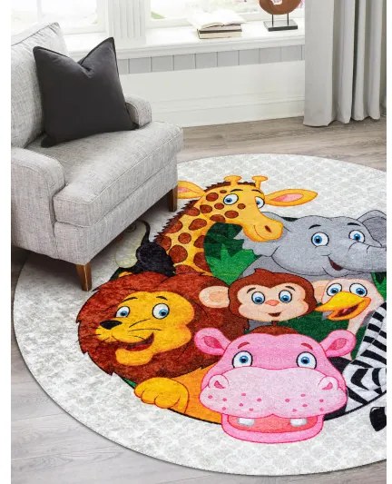 Detský kusový koberec Junior 51595.801 Africa, 80x80 (priemer) kruh, viacfarebná, detská izba, Dywany Łuszczów