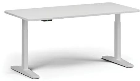 Výškovo nastaviteľný stôl, elektrický, 675-1325 mm, zaoblené rohy, doska 1600x800 mm, biela podnož, biela