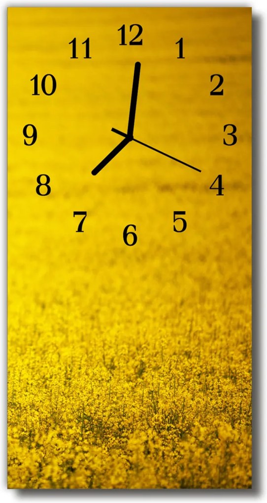 Sklenené hodiny vertikálne  Kvety Repkové polia žlté