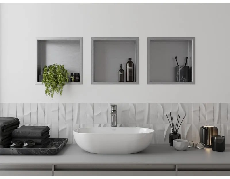 Mexen X-Wall-R, polička na zapustenie na obklad s golierom 30 x 30 cm, oceľová, 1910303010