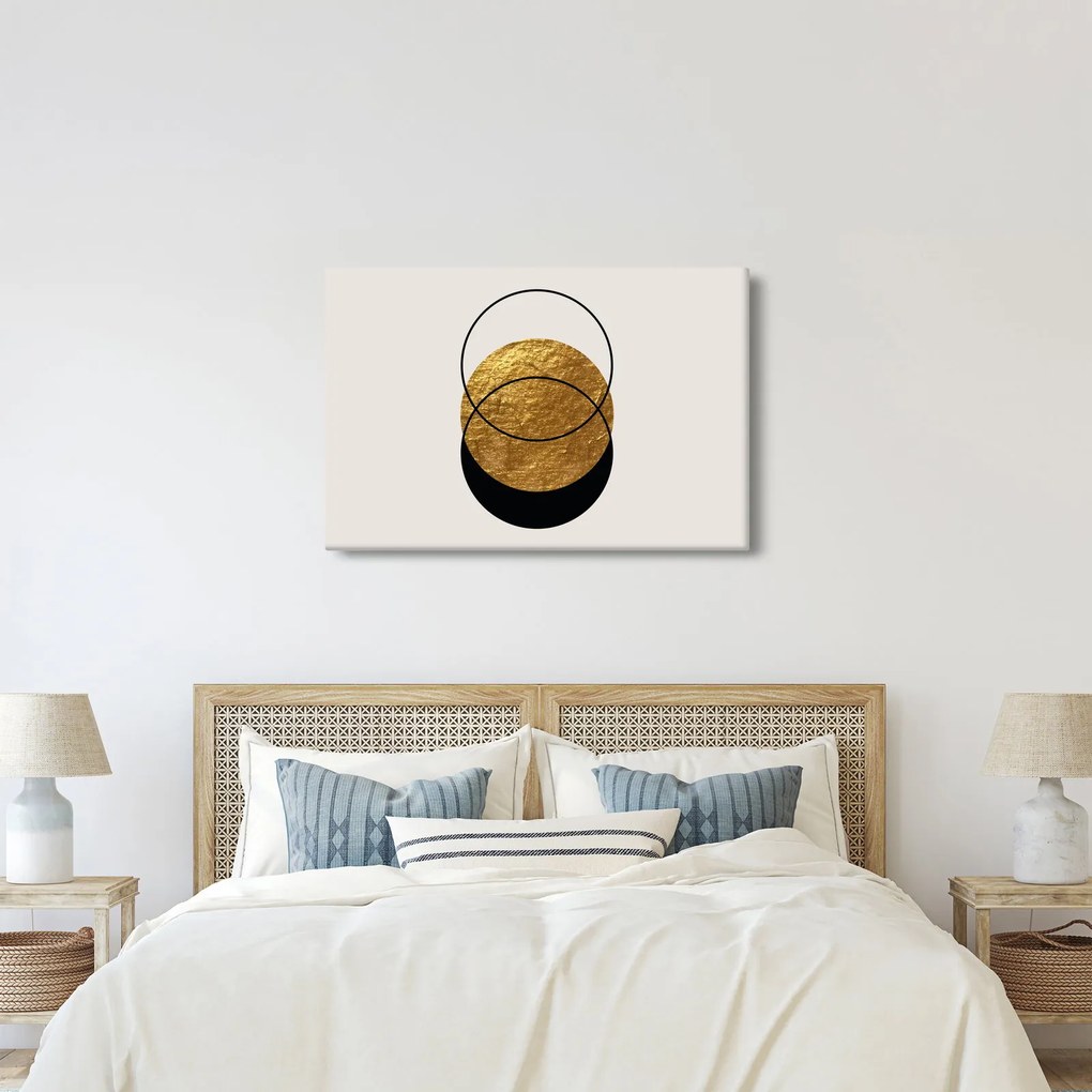 Obraz - Abstrakcia zlatá a biela N⁰2 (90x60 cm)