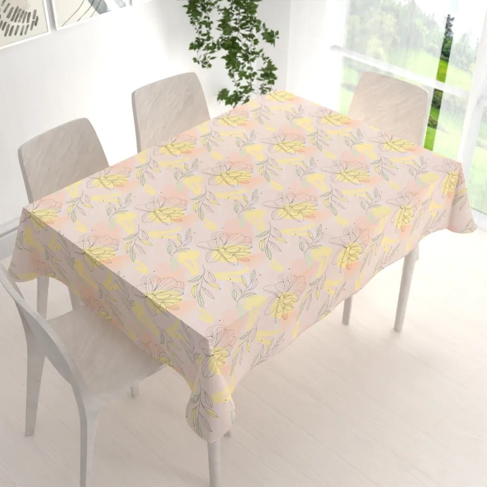 Biante Teflónový obdĺžnikový obrus TF-069 Žlto-ružové kvety s lístkami 80x120 cm