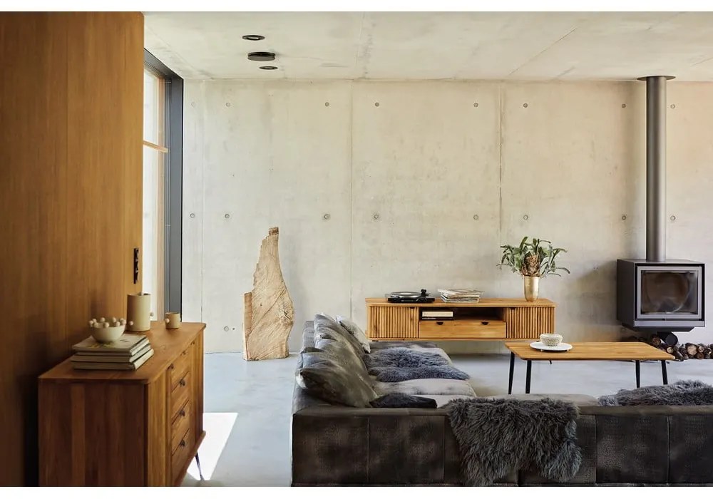 Konferenčný stolík z dubového dreva v prírodnej farbe 60x110 cm Kula - The Beds