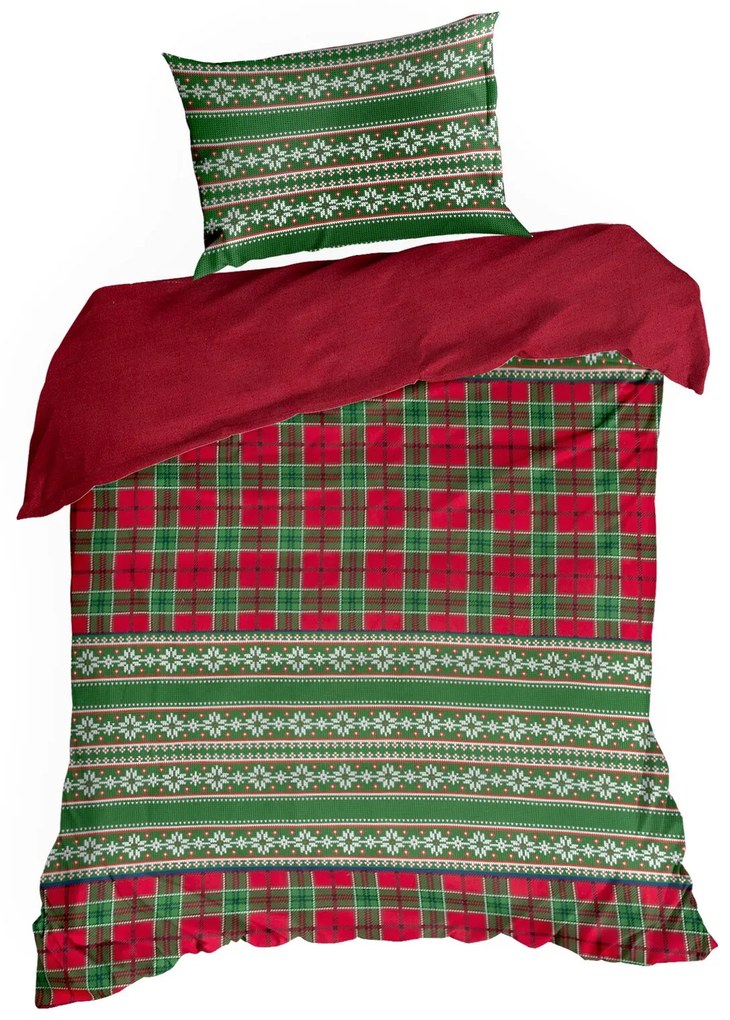 VIANOČNÉ FLANELOVÉ OBLIEČKY AURORA 200X220 CM, 2 KS 70X80 CM VZOROVANÉ