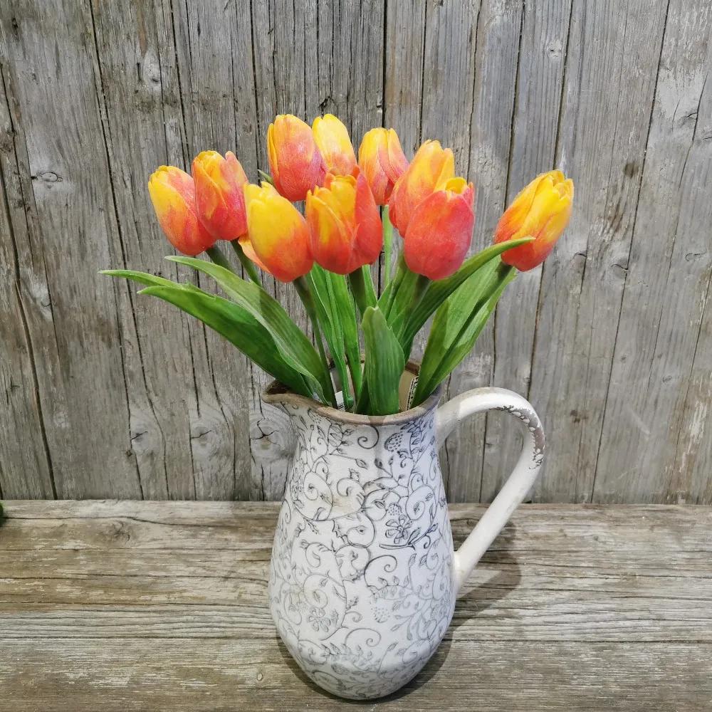 tulipán oranžovo žltý jemne bielený 42CM cena za 1ks