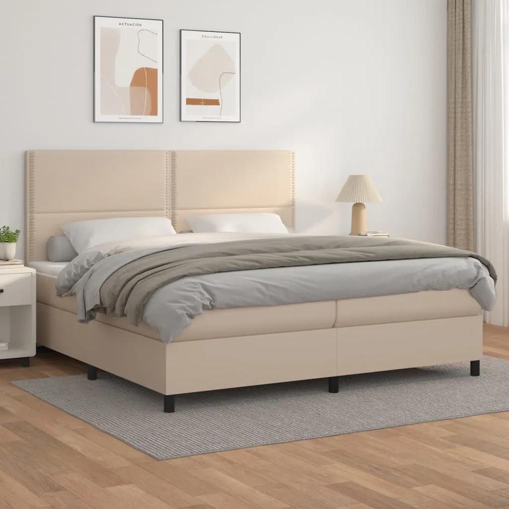 Boxspring posteľ s matracom kapučínová 200x200 cm umelá koža 3142808