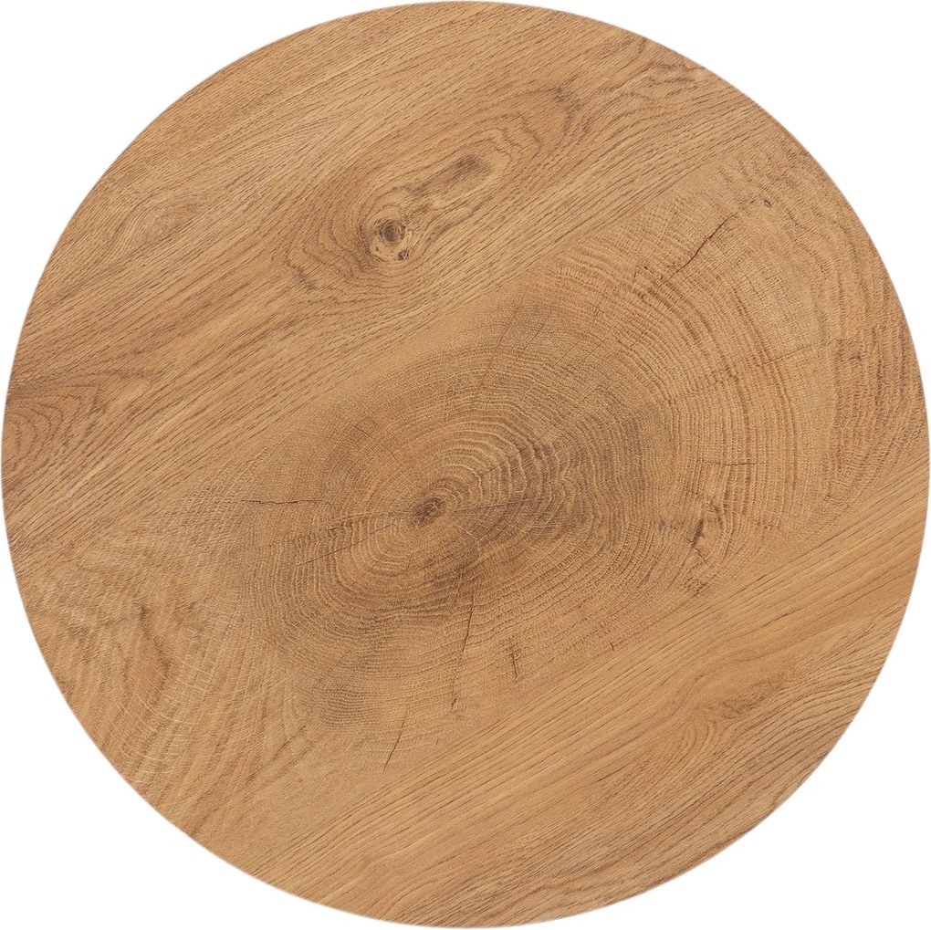 Okrúhly konferenčný stolík Liviano - 45 cm s kovovými nohami - prírodný dub / čierny