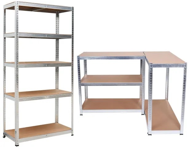 Regál 150x75x30 cm strieborný