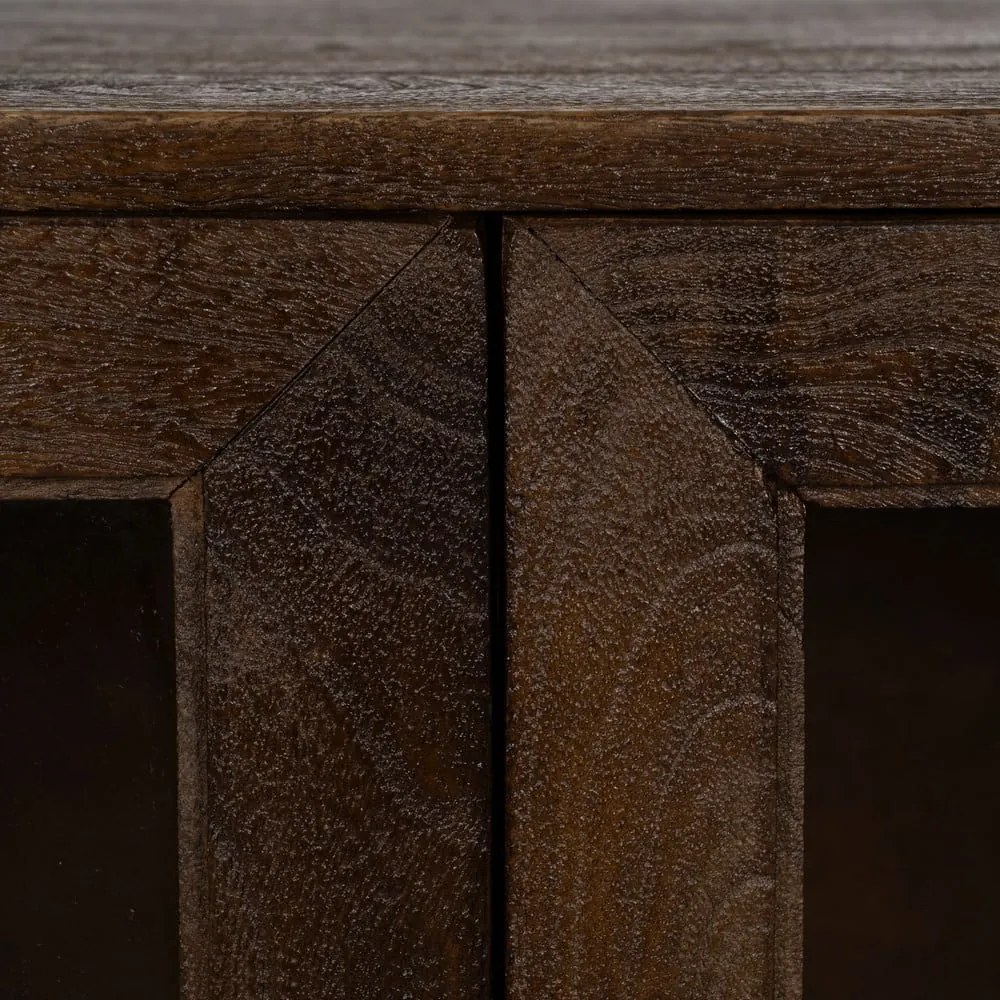 Hnedá vitrína z mangového dreva 80x100x40 cm Ravi – Ixia