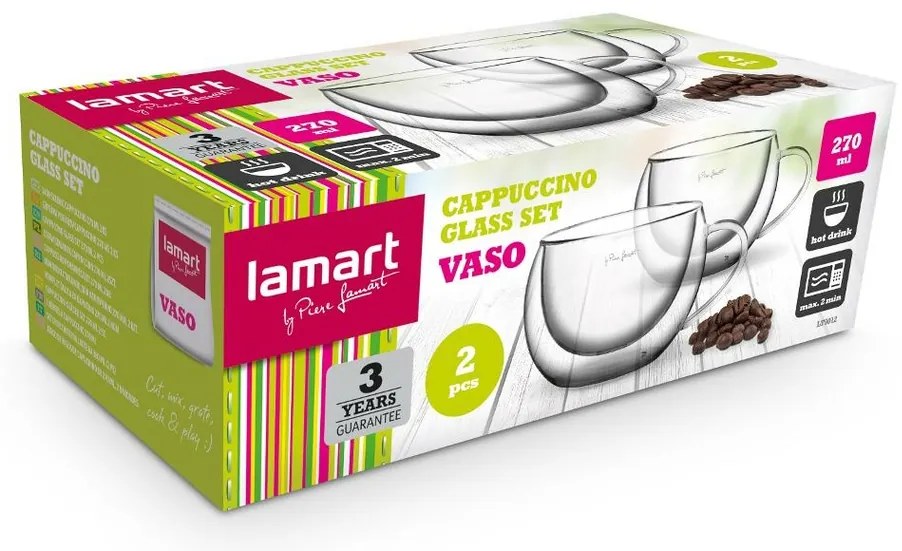 Lamart LT9012 súprava pohárov Cappuccino Vaso, 270 ml, 2 ks