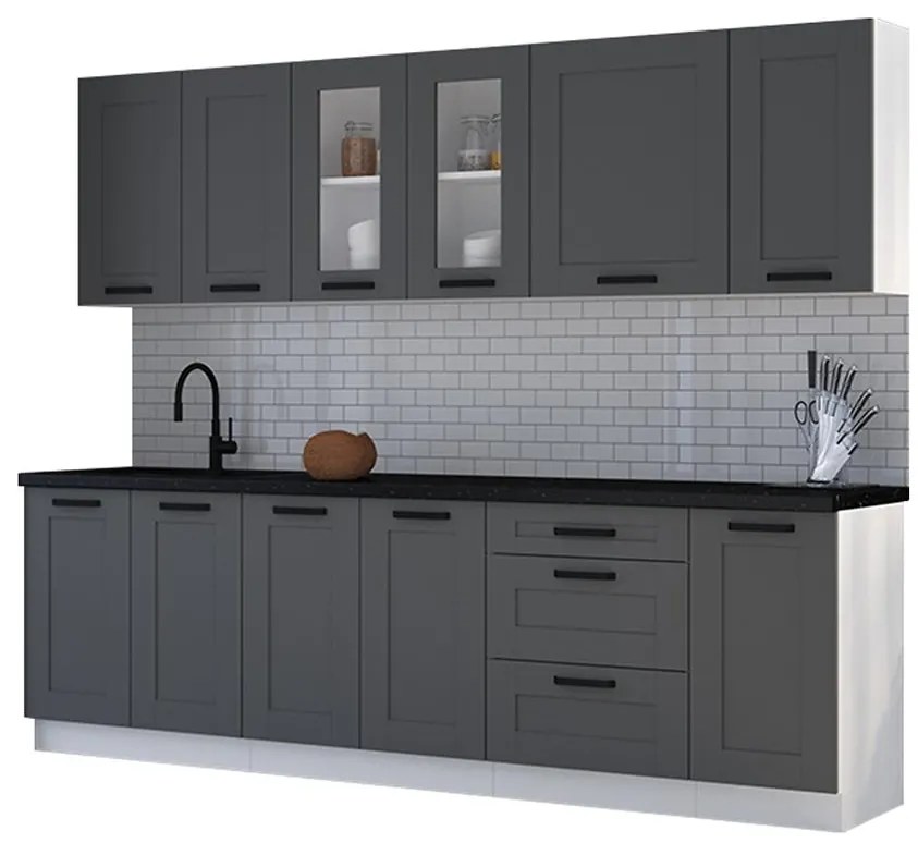 Kuchynská linka Luna dustgrey/biela 260 bez dosku