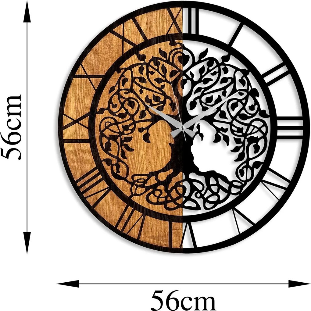 Dekoratívne nástenné hodiny WALLIE TREE LIKE 56 cm orech/čierne