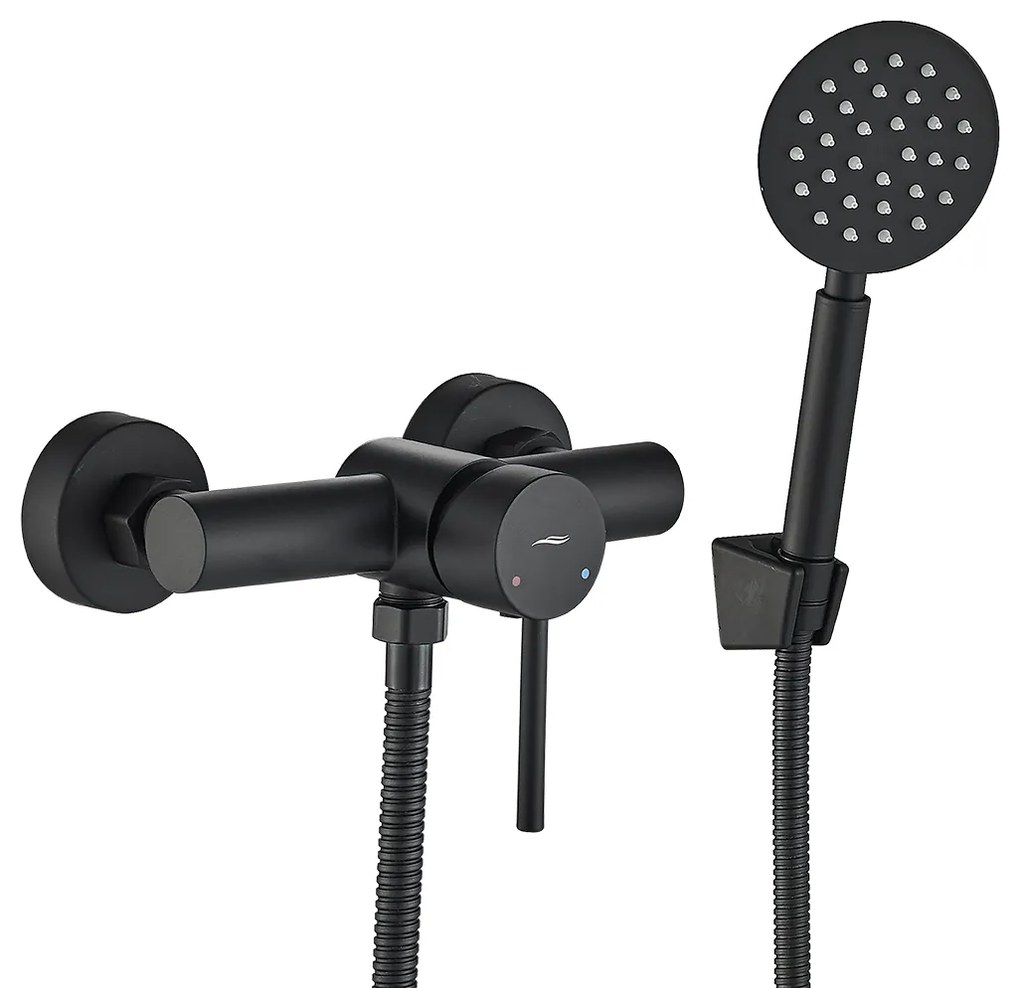 Kuchinox Noia, nástenná sprchová batéria s ručnou sprchovou súpravou, čierna matná, LAV-BNK_741D