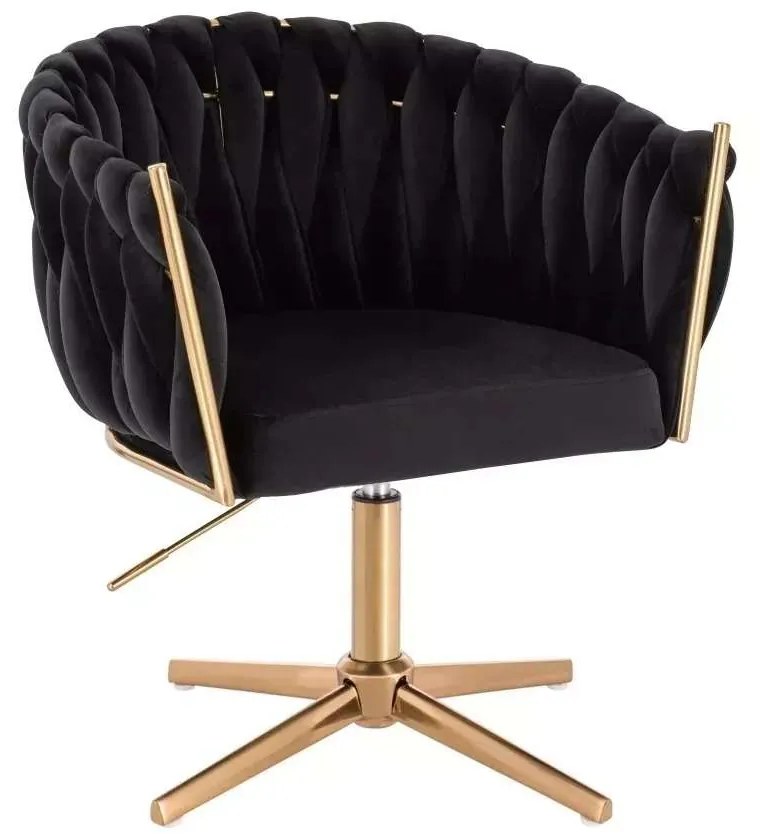 LuxuryForm DESIGN Stolička NORDEN VELUR na zlatom kríži - čierna