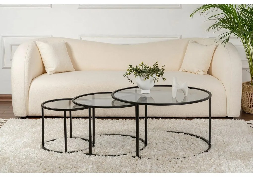 Súprava konferenčných stolíkov Aurum Black and Grey 80 cm, 3 ks