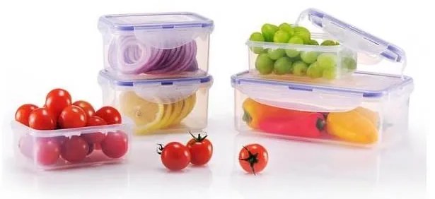 SADA 5x dóza na potraviny LOCK modrá/čirá