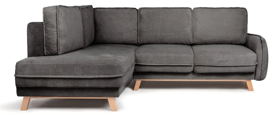 Sivá menčestrová rozkladacia rohová pohovka (ľavý roh) Tori – Bonami Selection