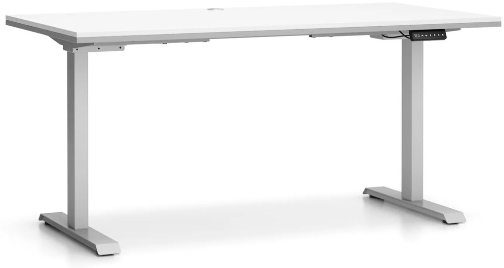 Výškovo nastaviteľný stôl SINGLE LAYERS, 160x80 cm, 2 motory, biela/sivá