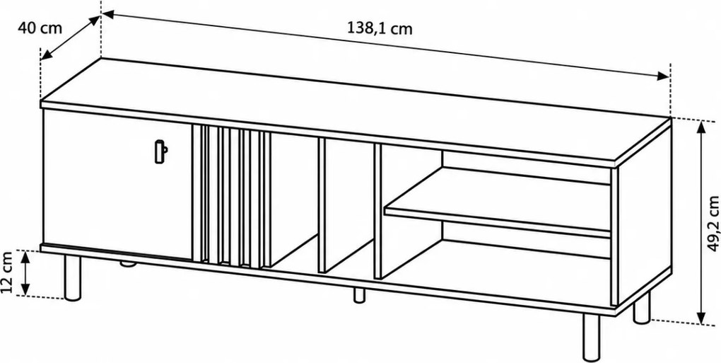 TV STOLÍK DORIAN DUB ARTISAN + ANTRACIT 138 cm