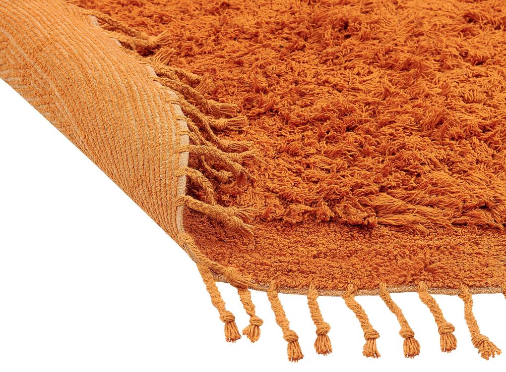 Okrúhly bavlnený koberec ⌀ 140 cm oranžový BITLIS Beliani