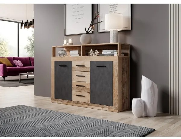 Komoda RUNA svetlohnedá/antracit