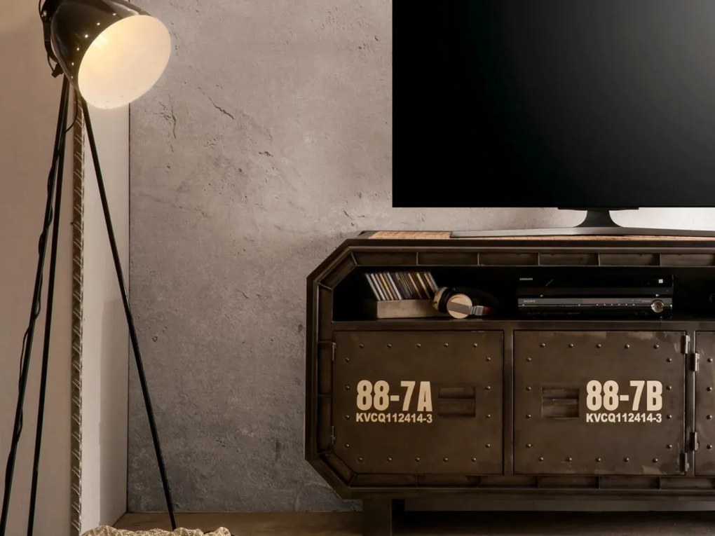 furniture-nabytek.cz - TV stolík Barkley kovový, sivá farba – 160×48×80 cm