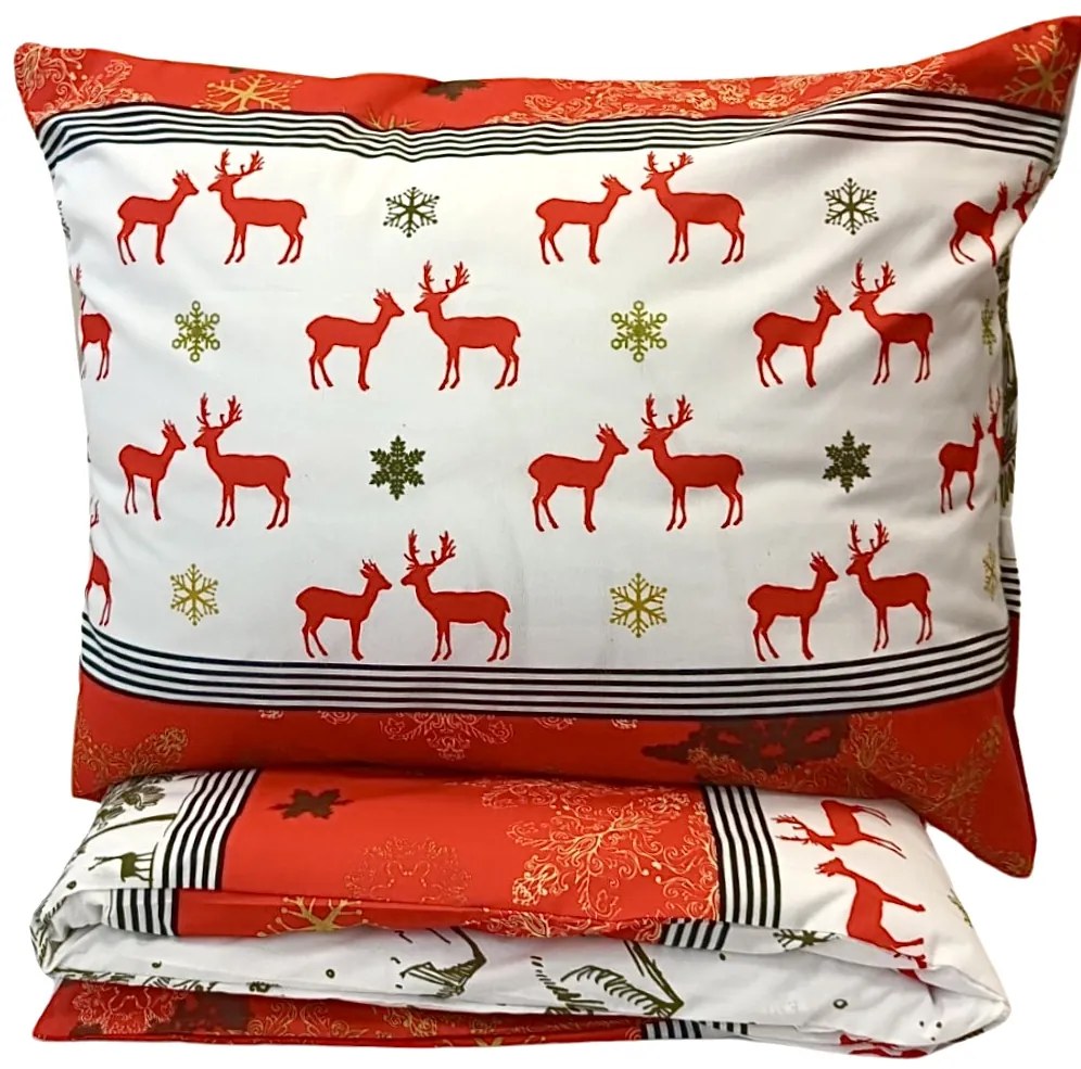 Obliečky bavlnené Vianočné obliečky Vianočný čas TiaHome - 2x Vankúš 90x70cm, 1x Paplón 200x220cm