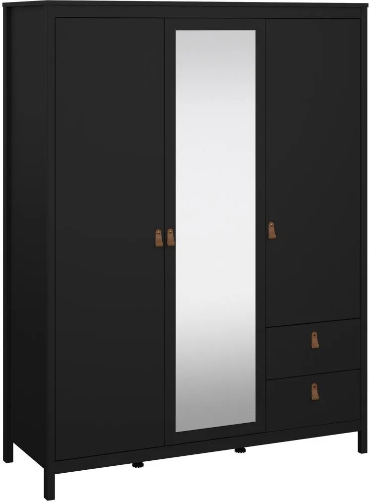 Šatníková skriňa Realty 150 cm so zrkadlom čierna